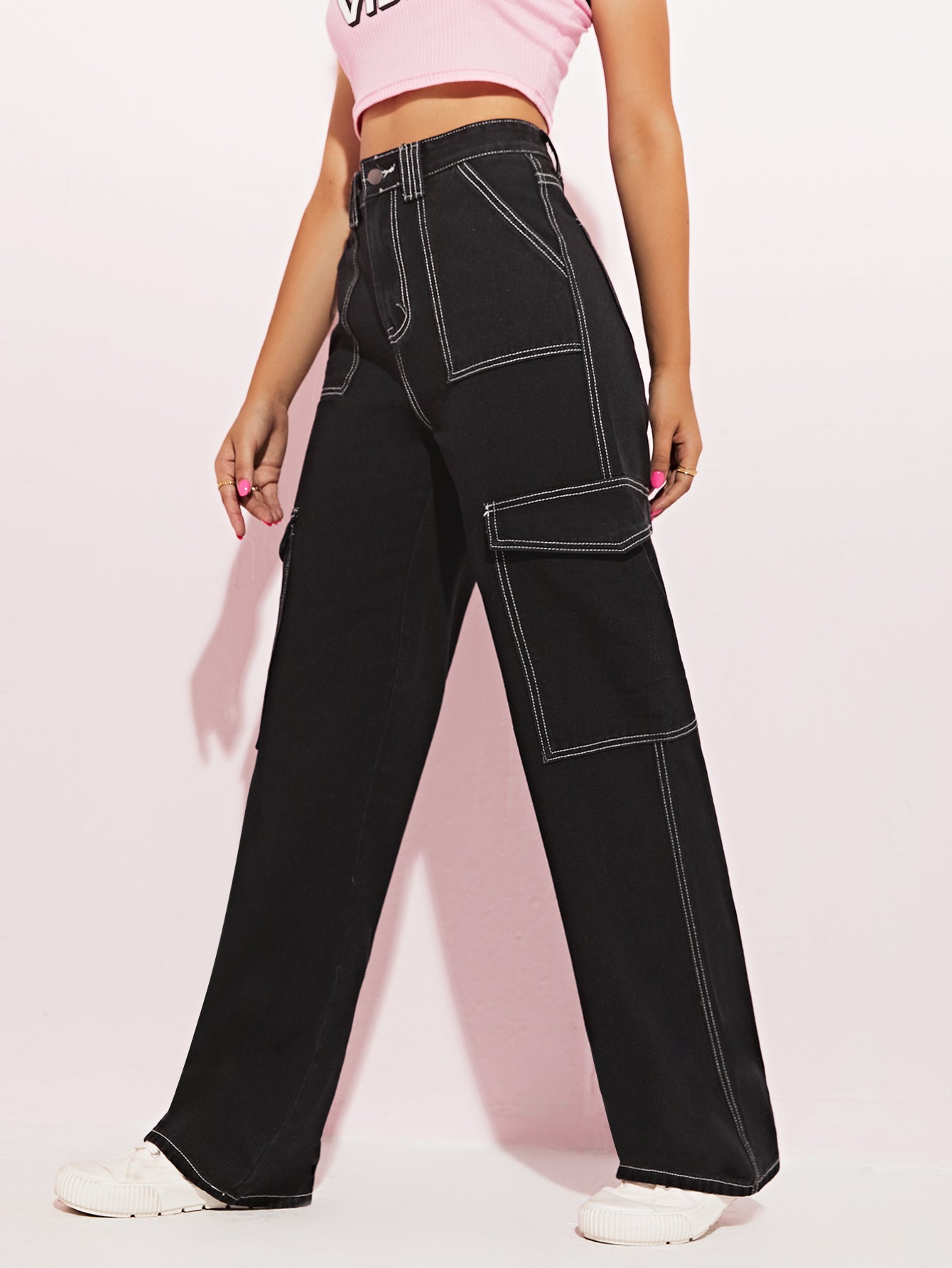 High Waist Side Pocket Jeans