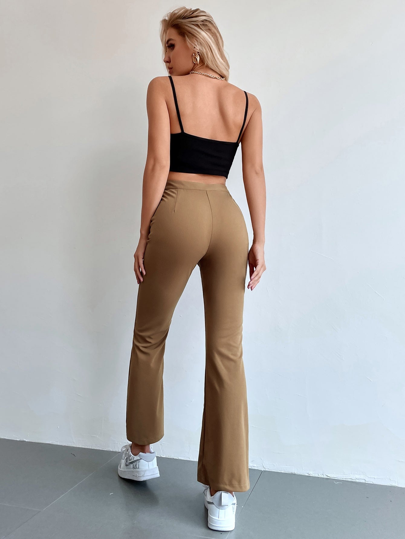 Seam Front High Waist Flare Leg Pants