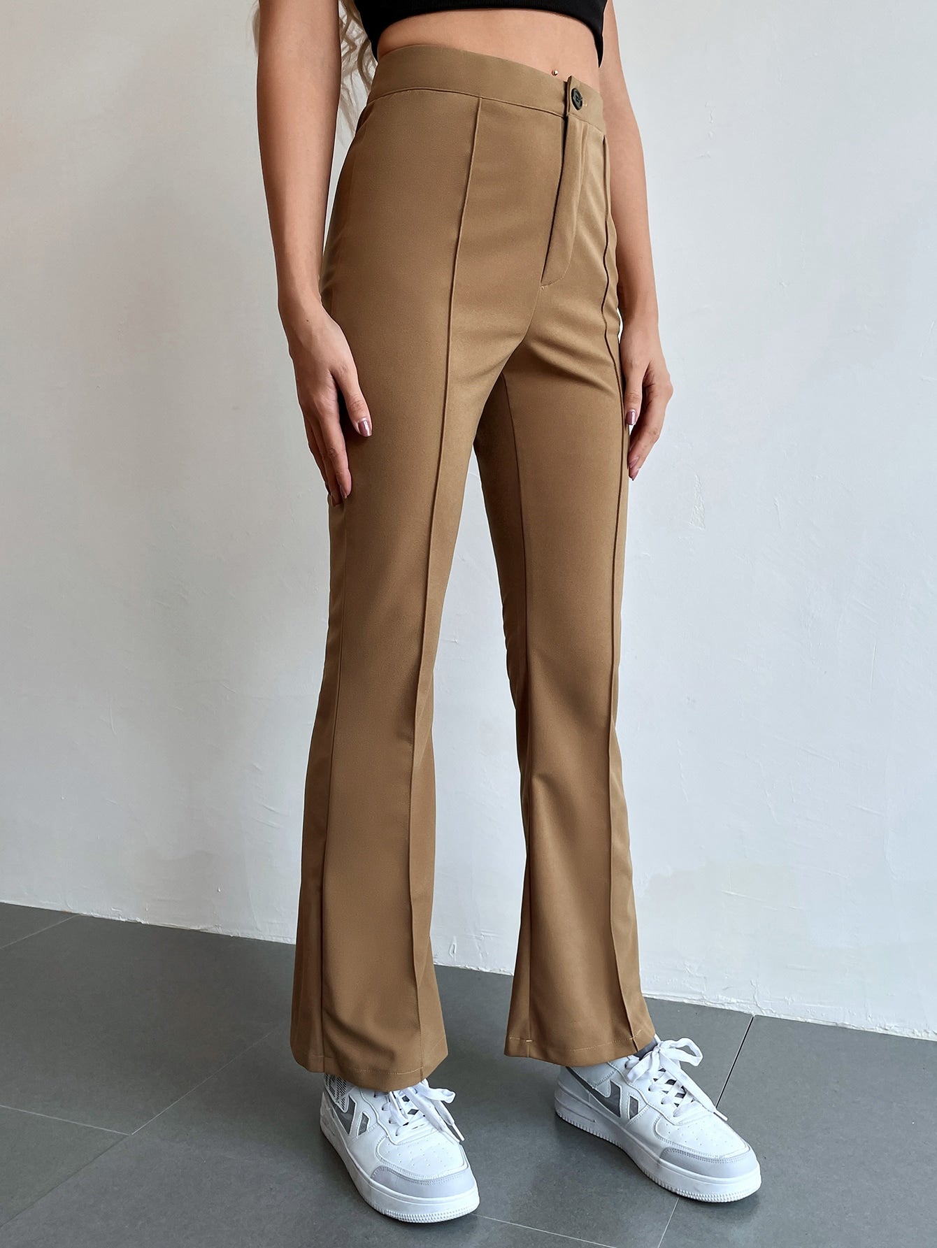 Seam Front High Waist Flare Leg Pants