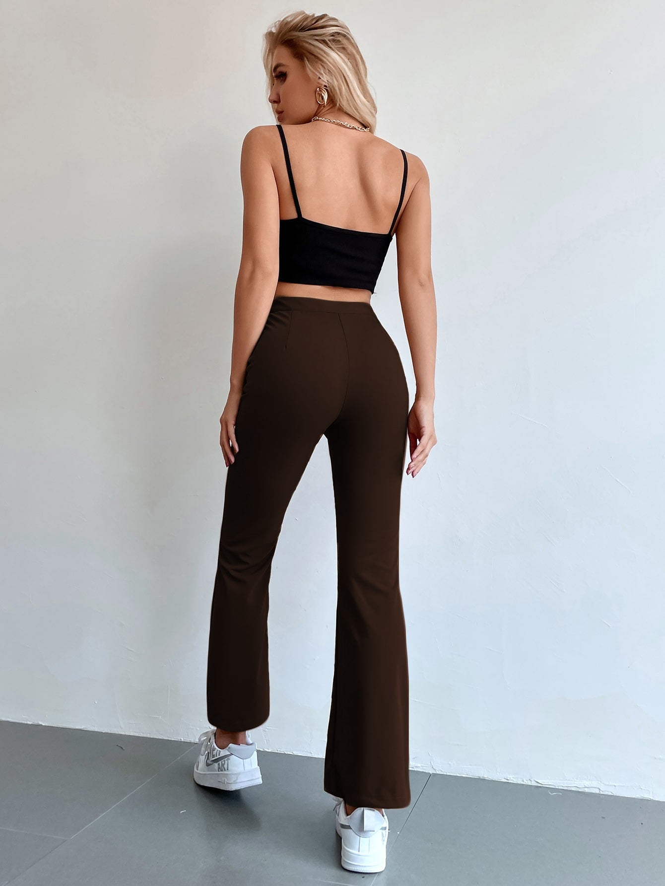 Seam Front High Waist Flare Leg Pants