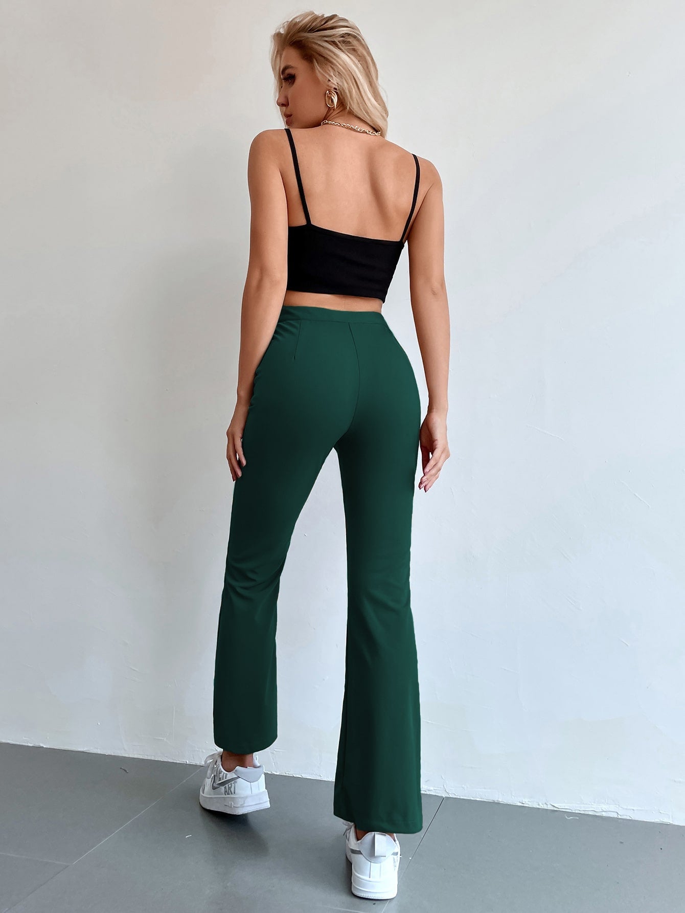 Seam Front High Waist Flare Leg Pants