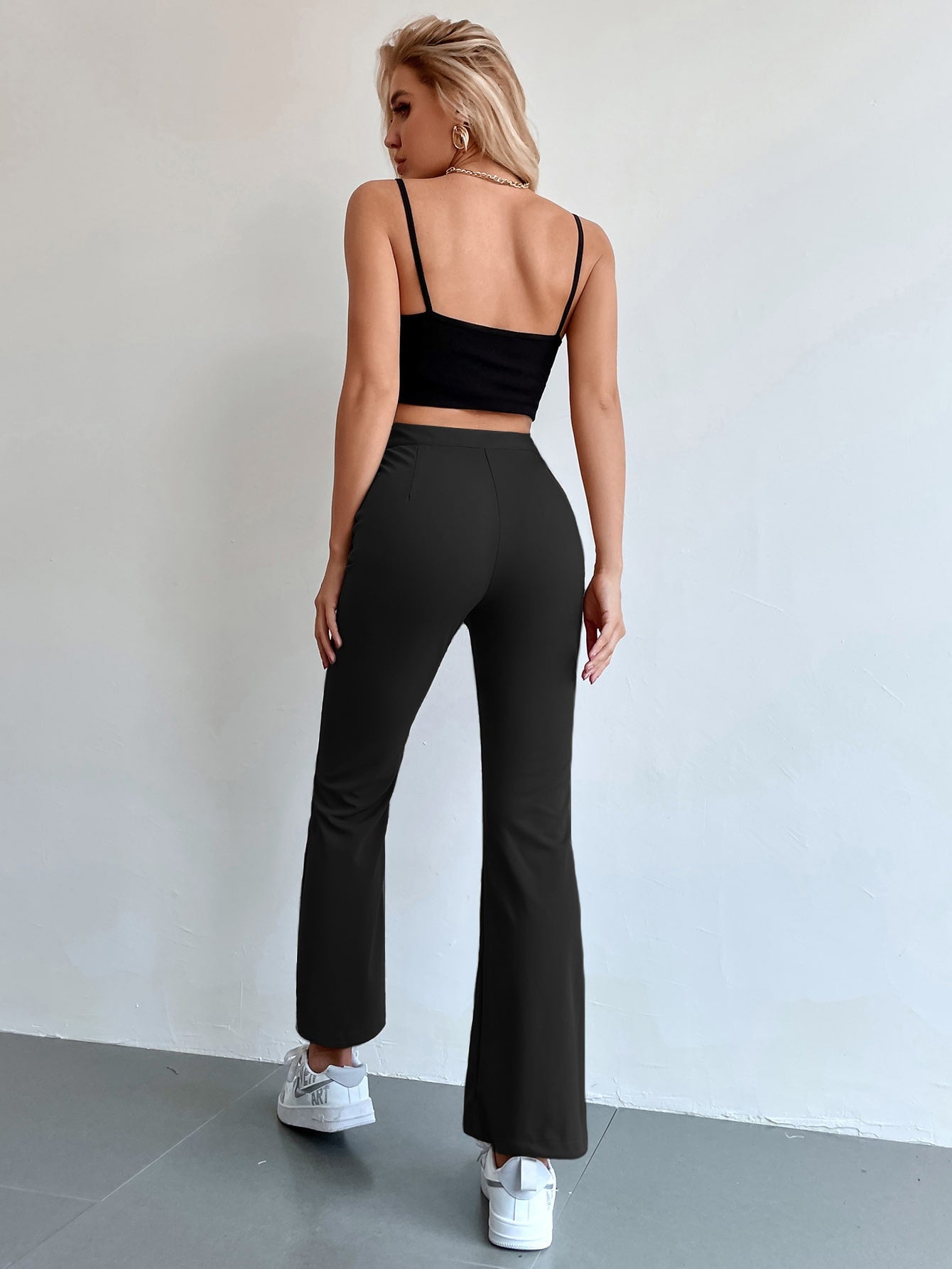 Seam Front High Waist Flare Leg Pants