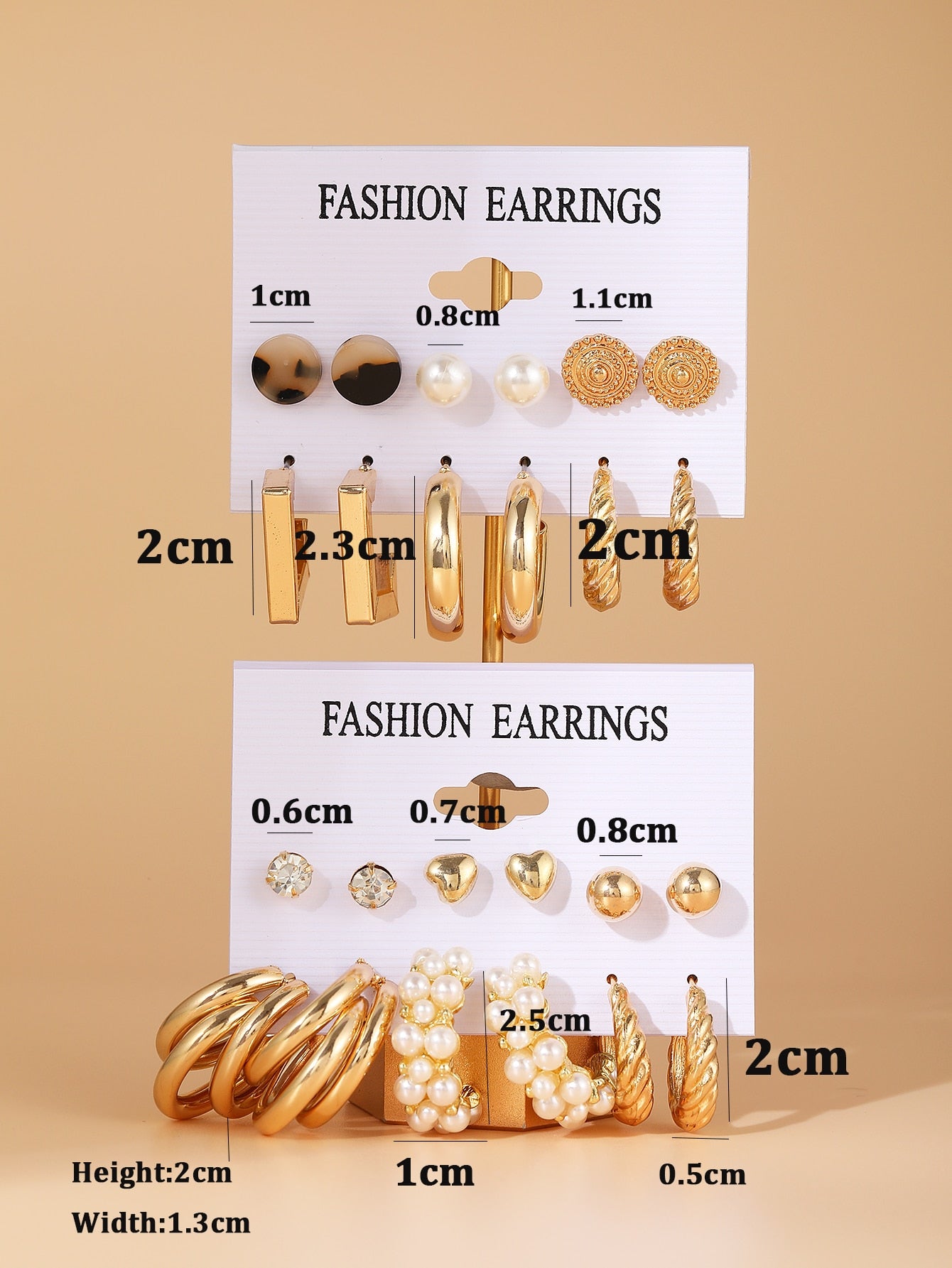 12pairs Faux Pearl Heart Decor Earrings