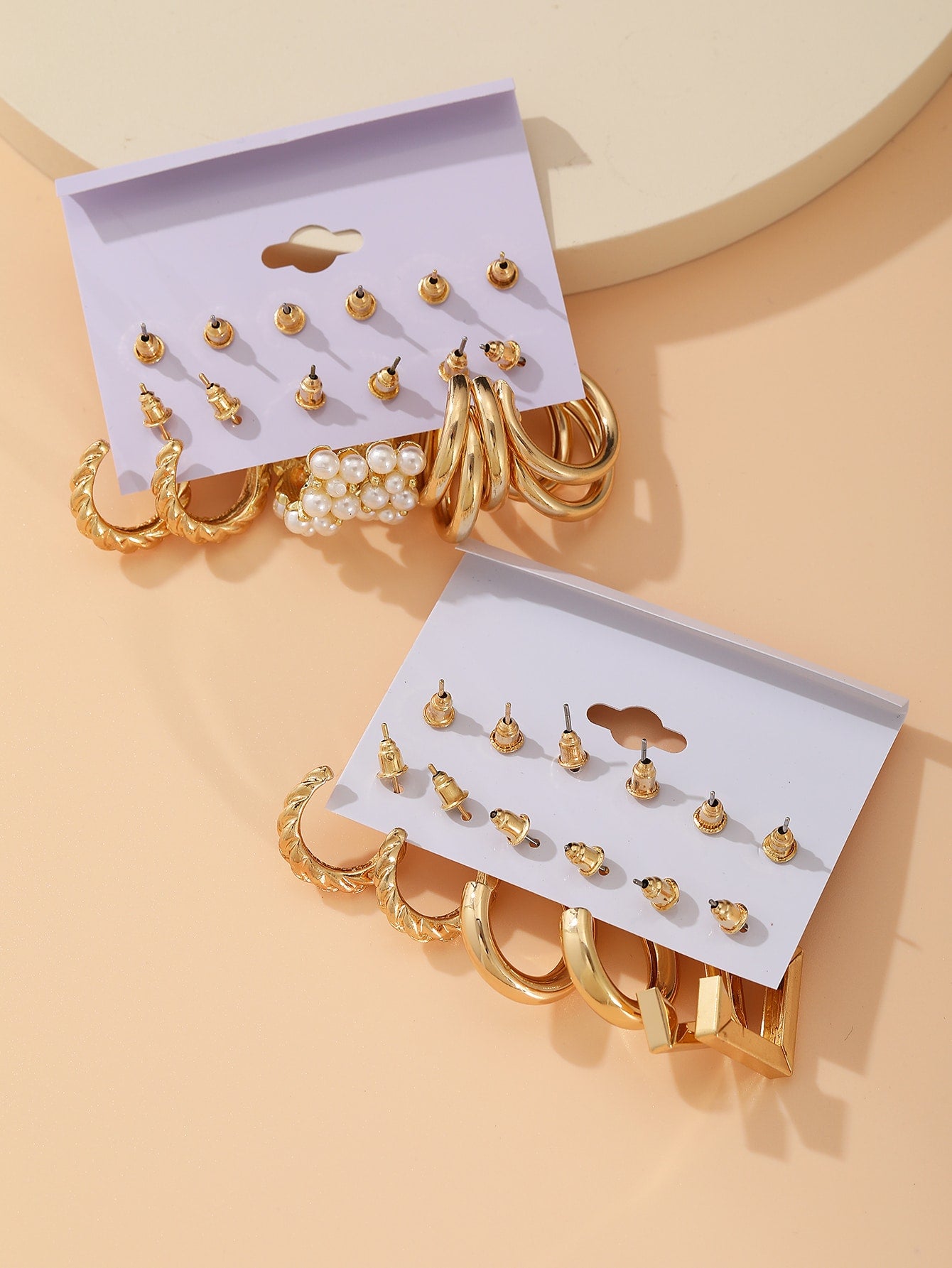 12pairs Faux Pearl Heart Decor Earrings