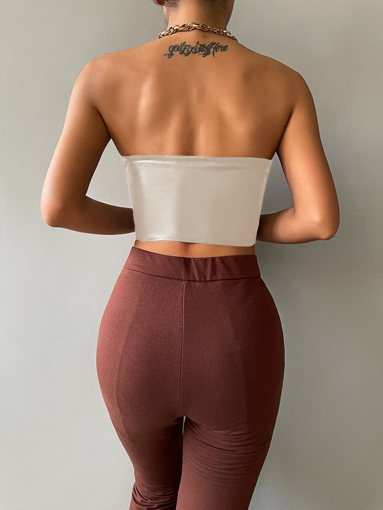 Crop PU Leather Tube Top
