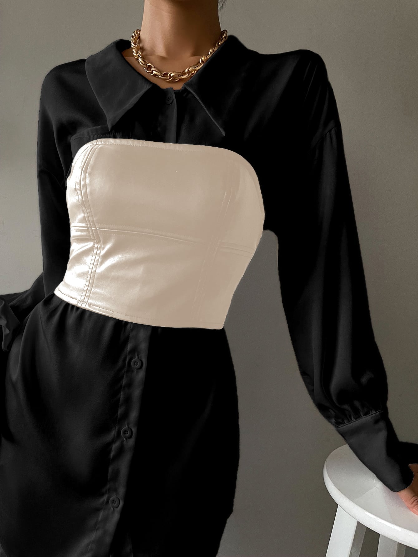 Crop PU Leather Tube Top