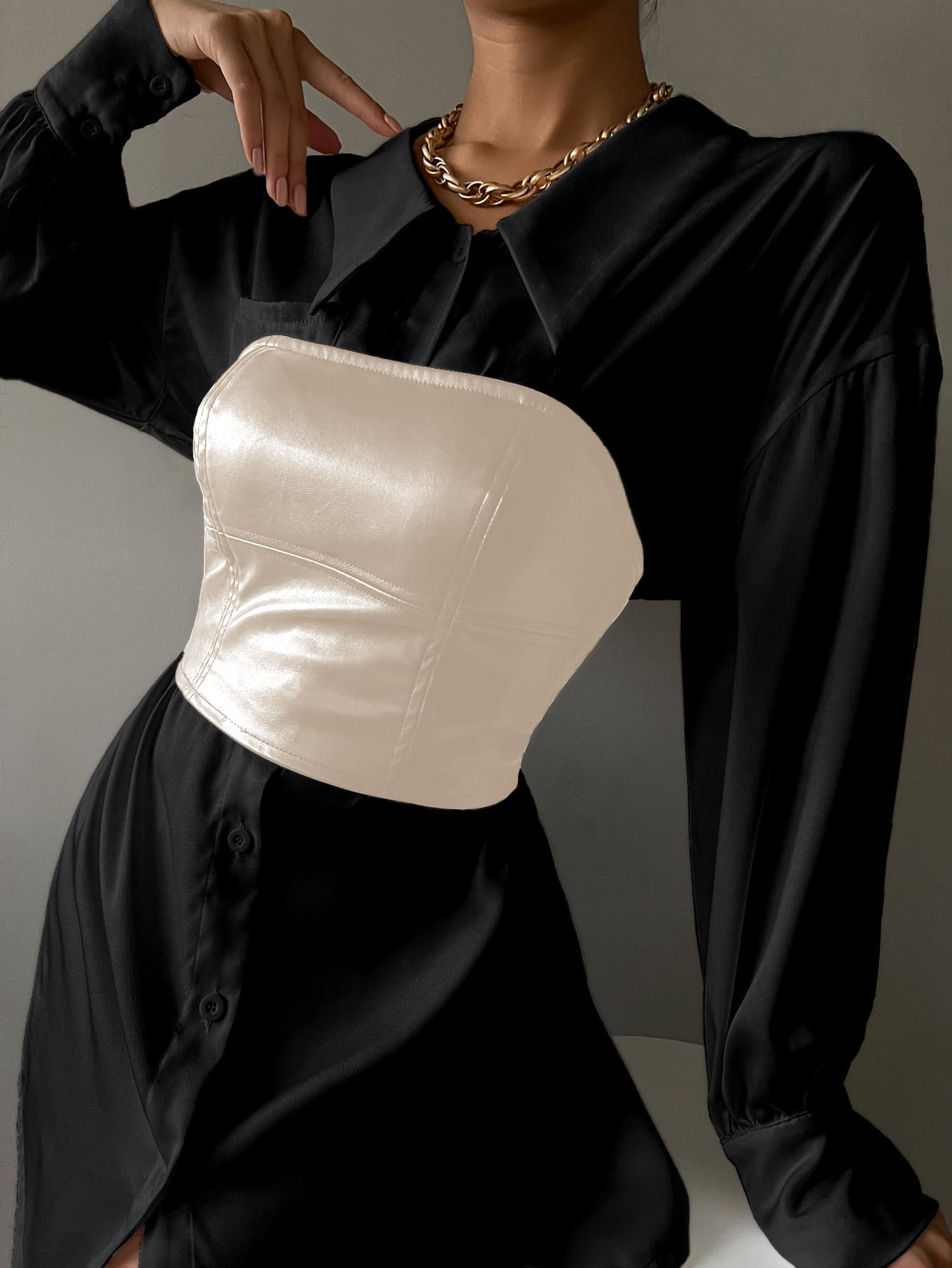 Crop PU Leather Tube Top