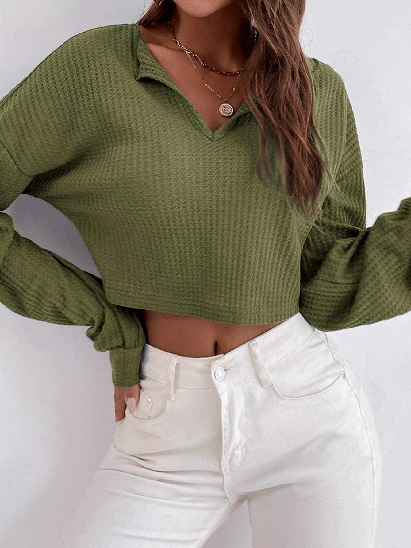 Drop Shoulder Waffle Knit Tee