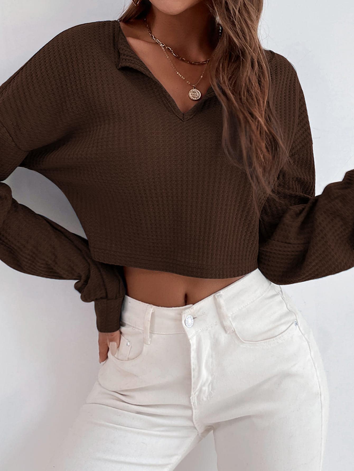 Drop Shoulder Waffle Knit Tee