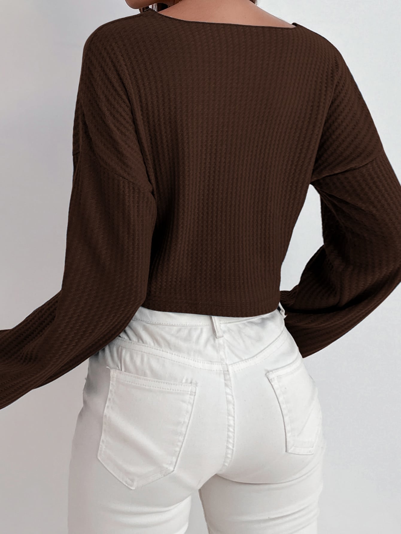 Drop Shoulder Waffle Knit Tee