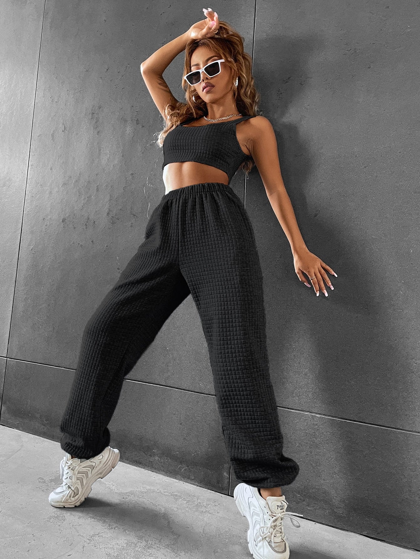 Quilted Crop Tank Top Sweatpants