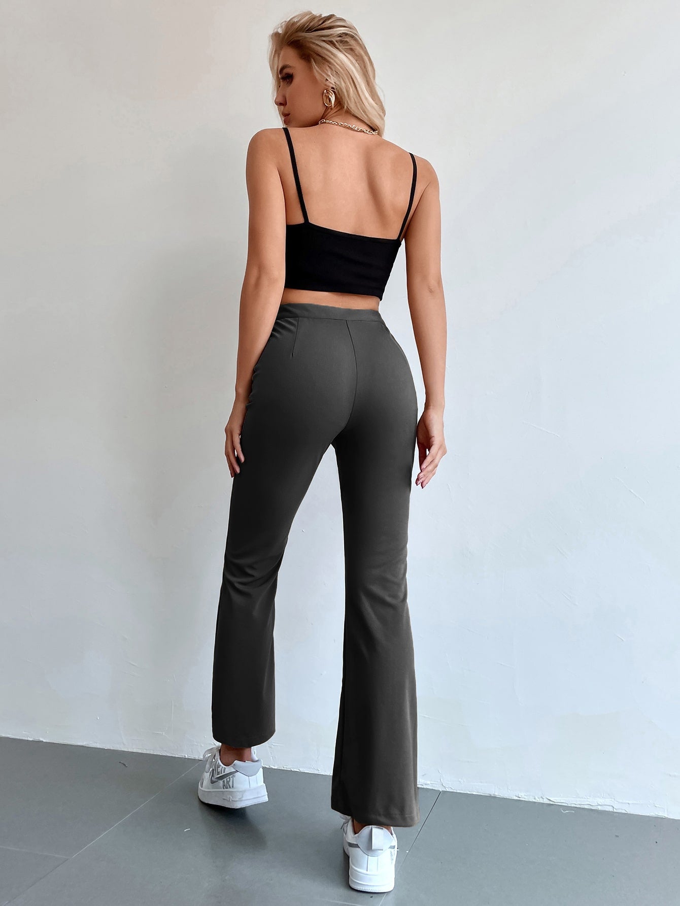 Seam Front High Waist Flare Leg Pants