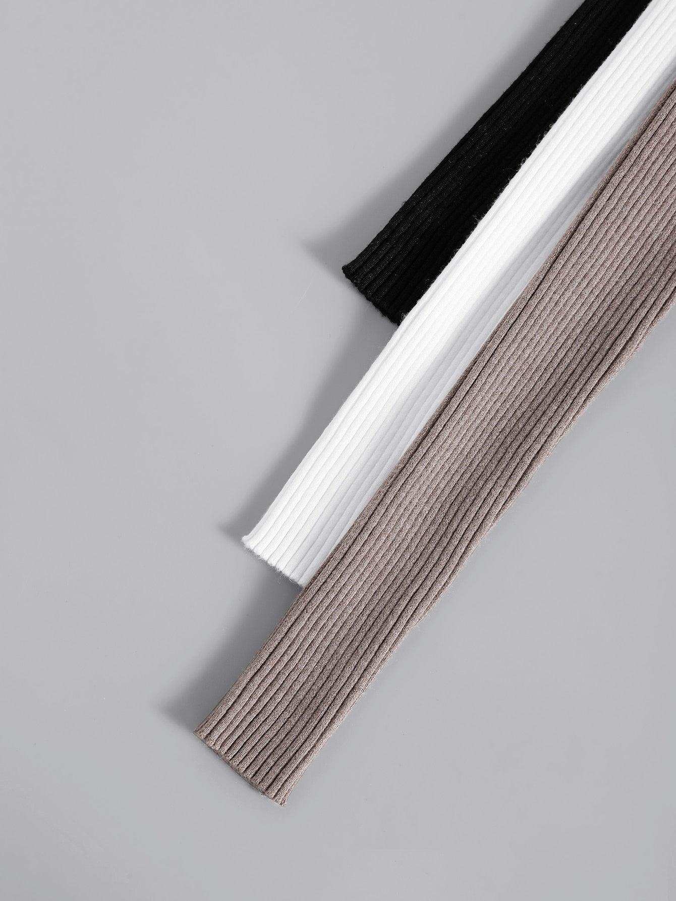 3pcs Mock Neck Ribbed Knit Sweater