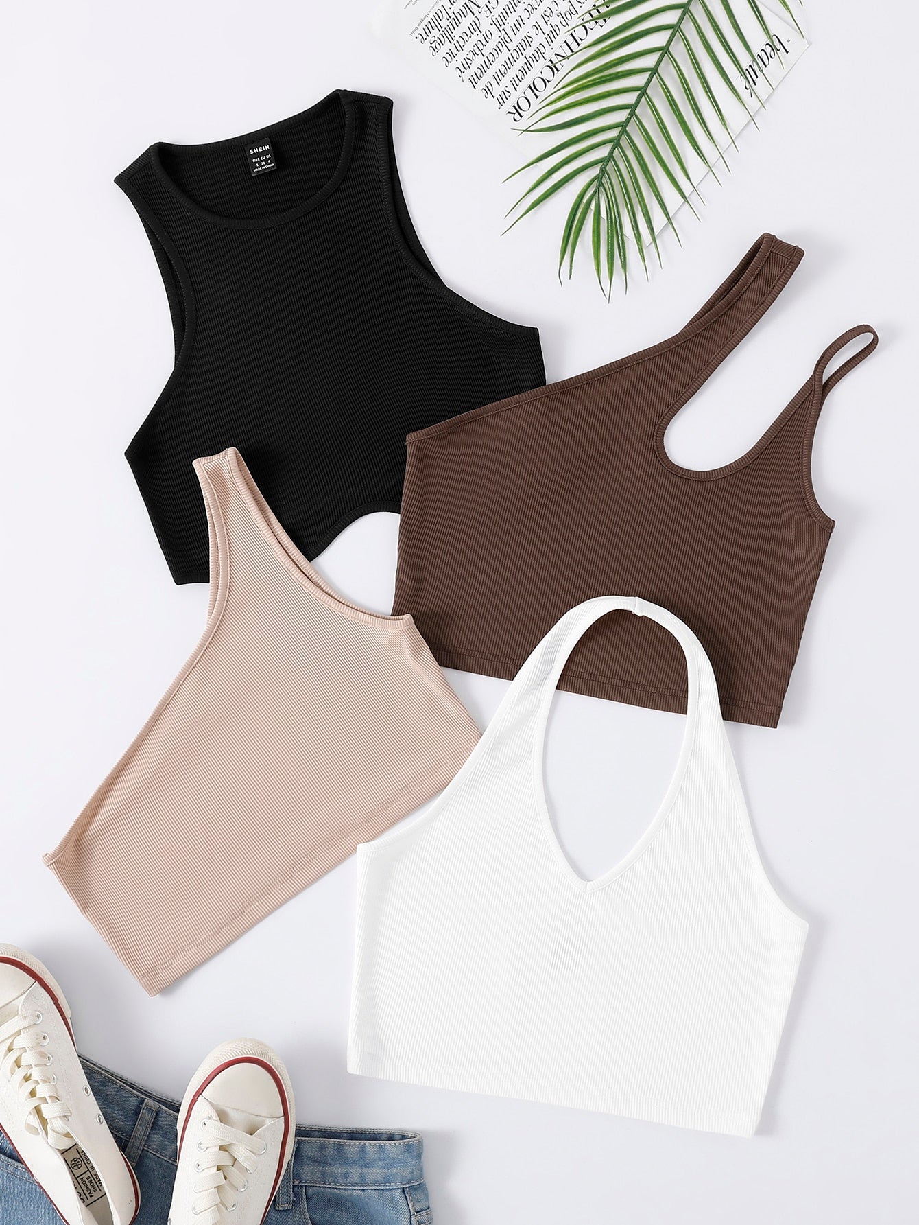 4pcs Rib knit Top