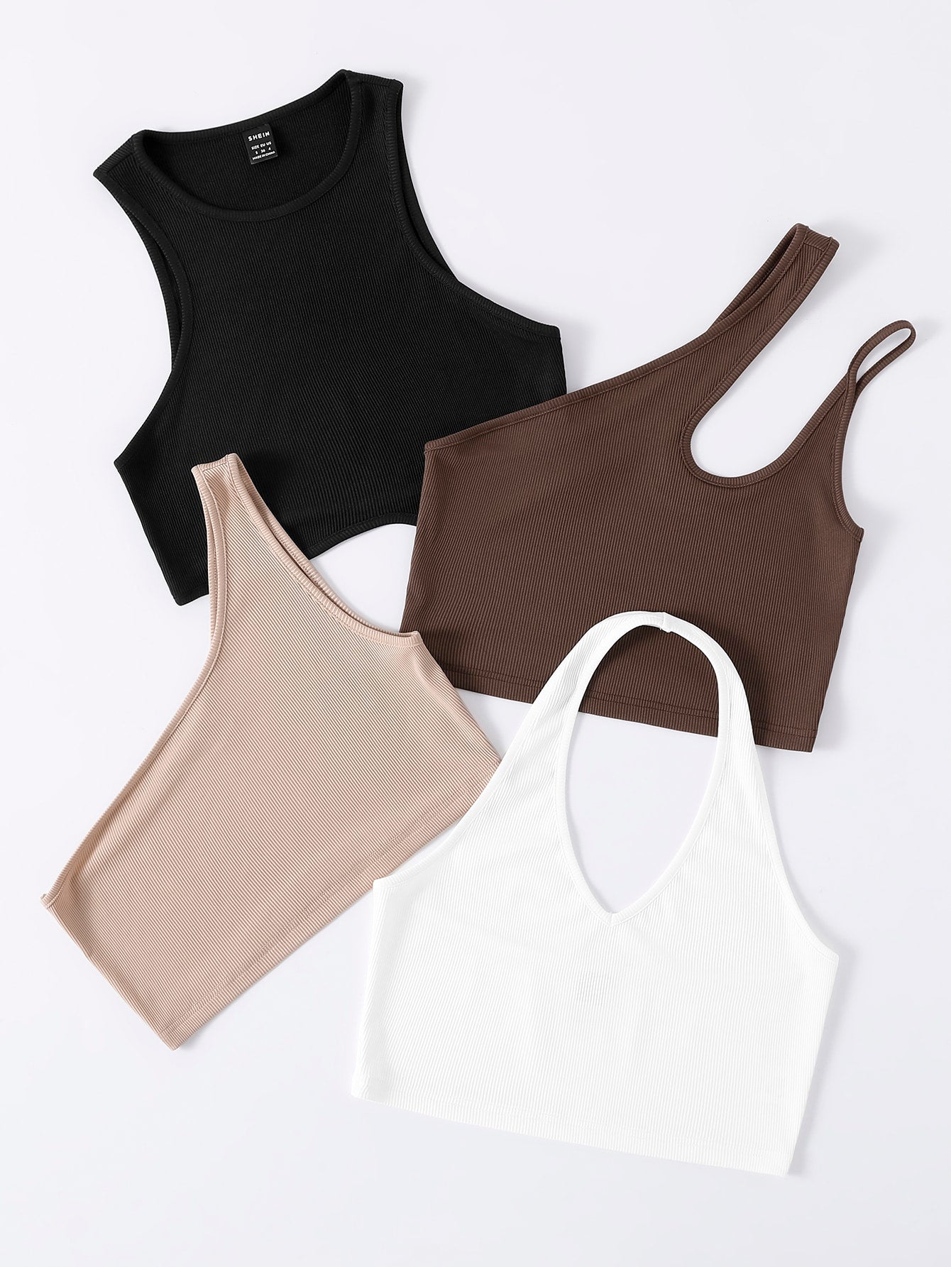 4pcs Rib knit Top