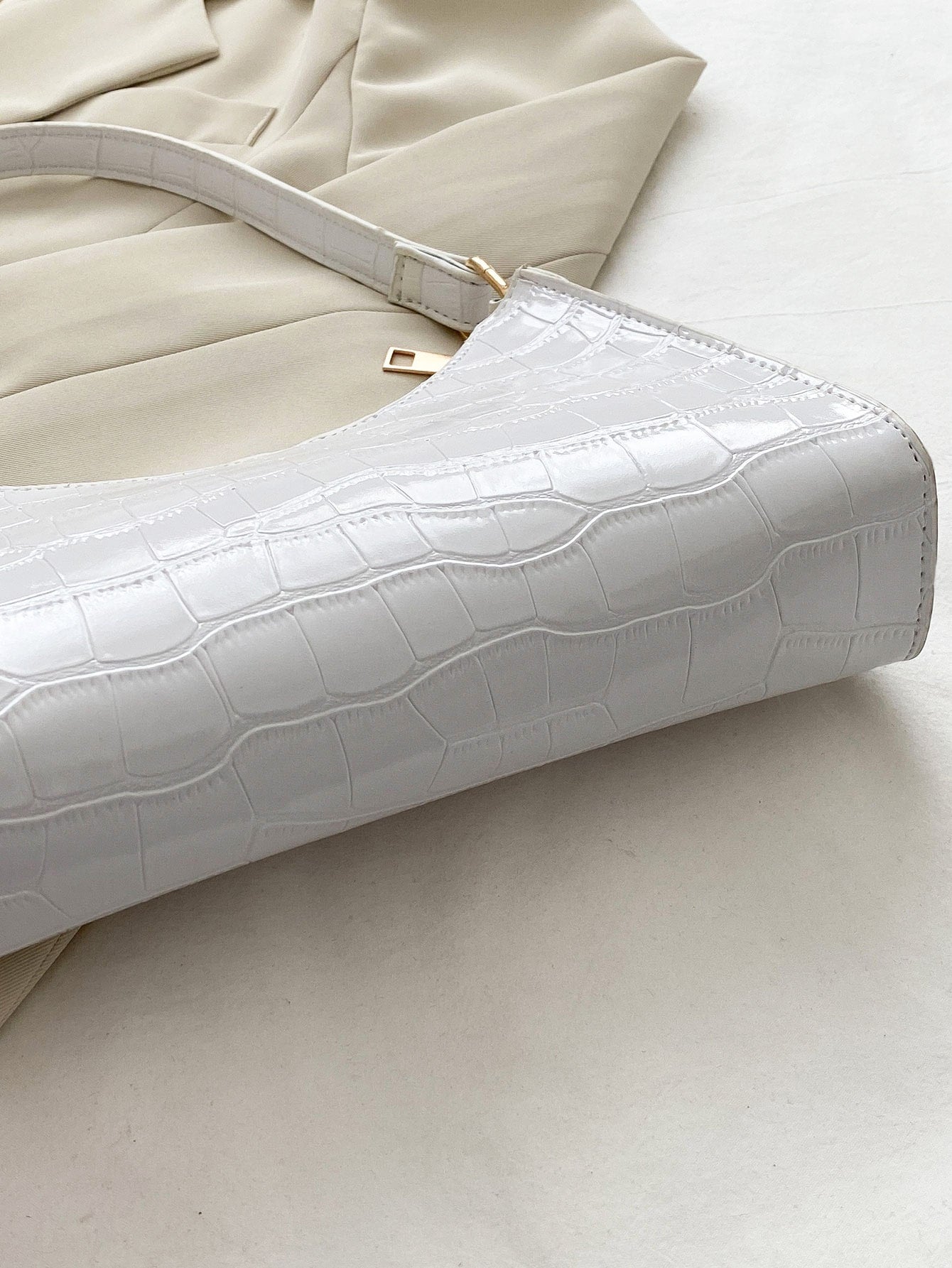 Croc Embossed Baguette Bag
