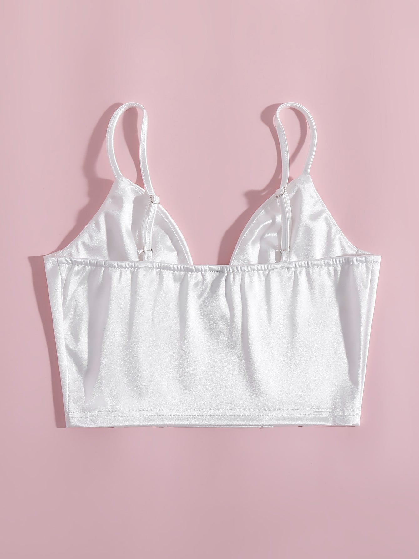 Solid Bustier Satin Crop Cami Top