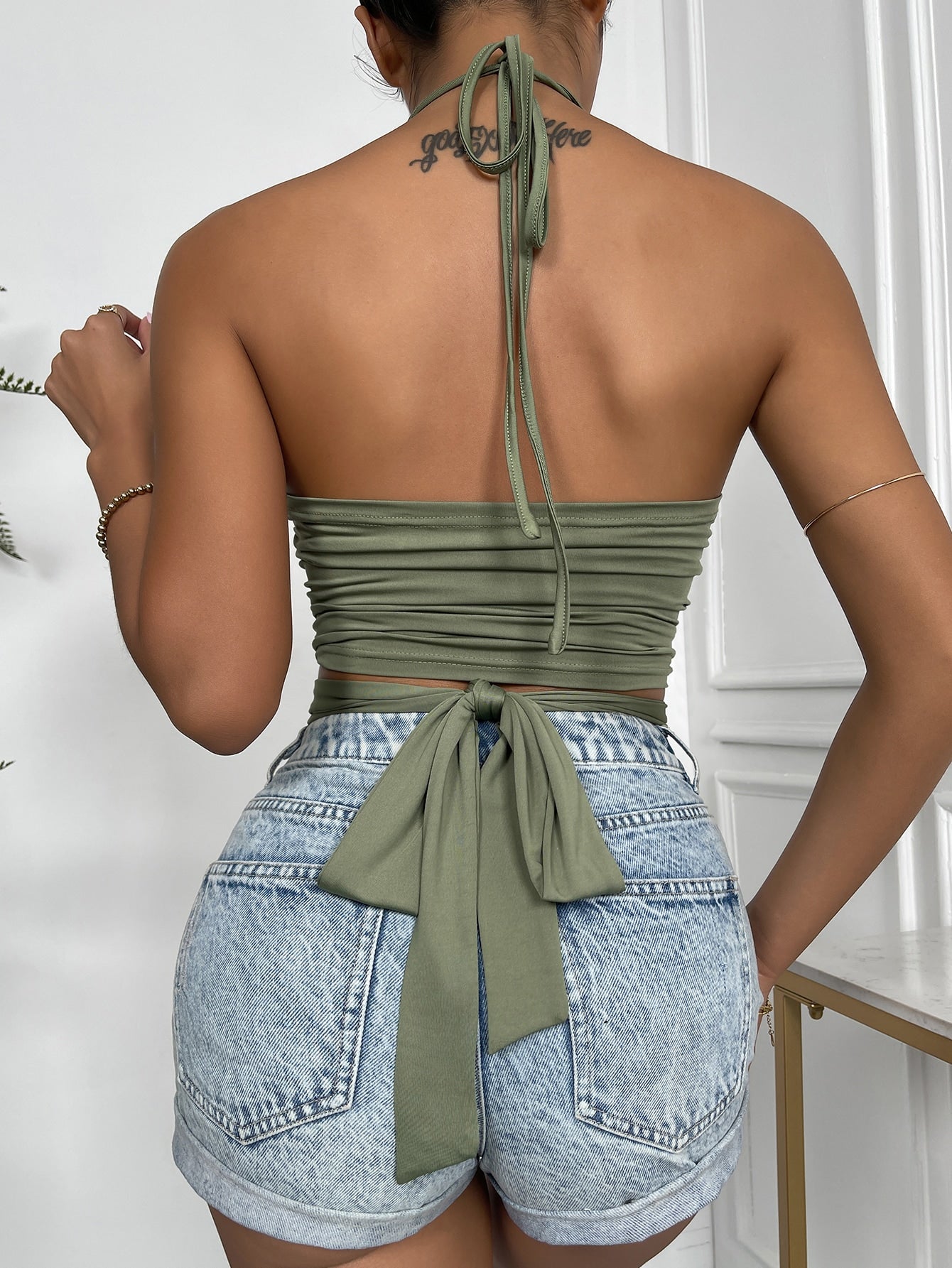 Cut Out Front Tie Back Halter Top