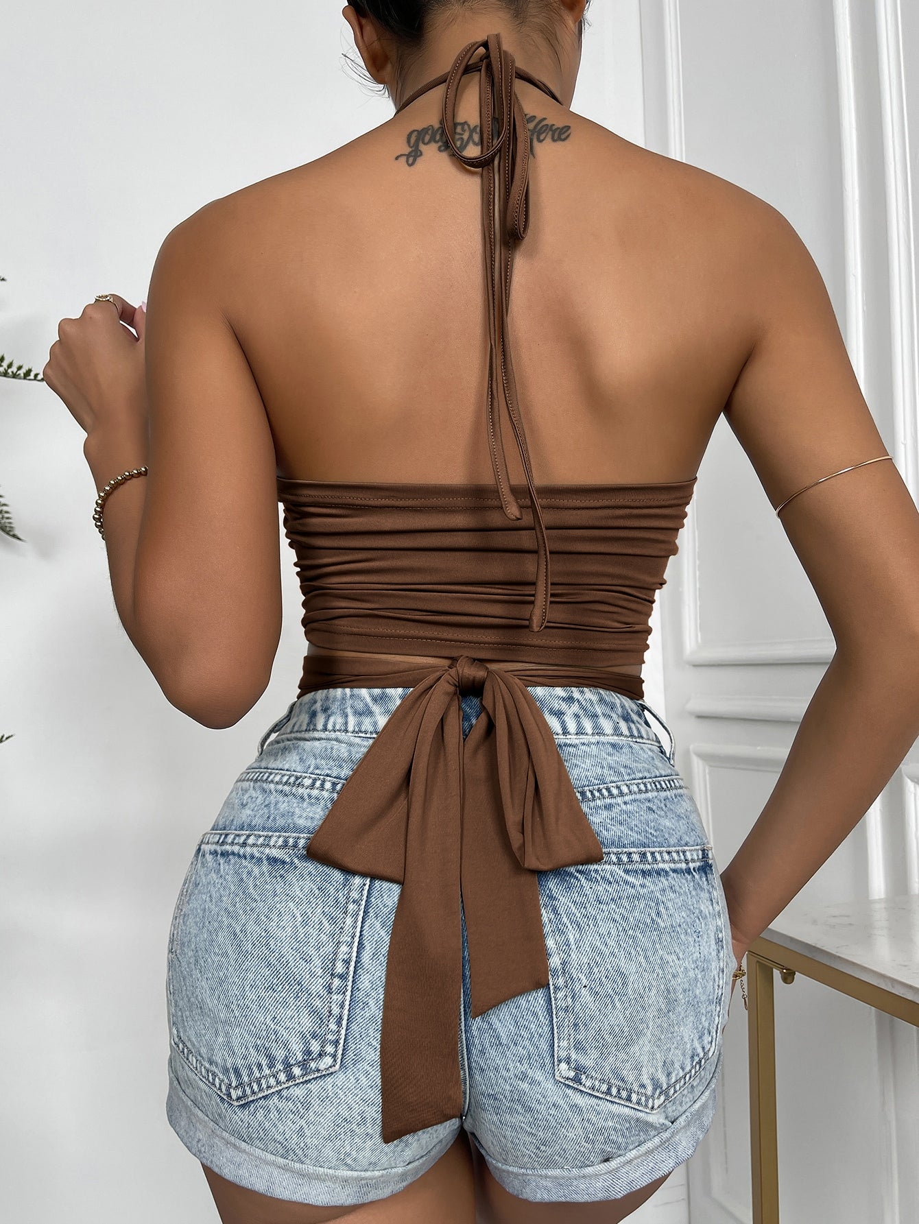 Cut Out Front Tie Back Halter Top