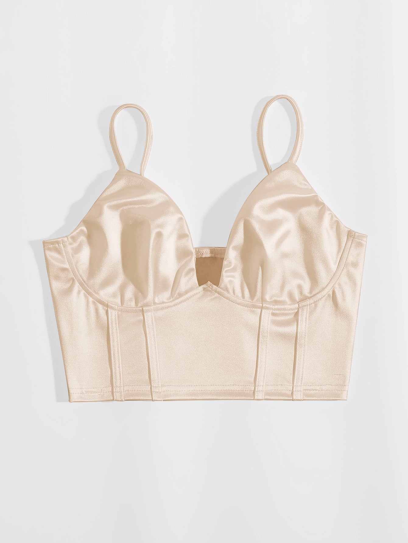 Solid Bustier Satin Crop Cami Top