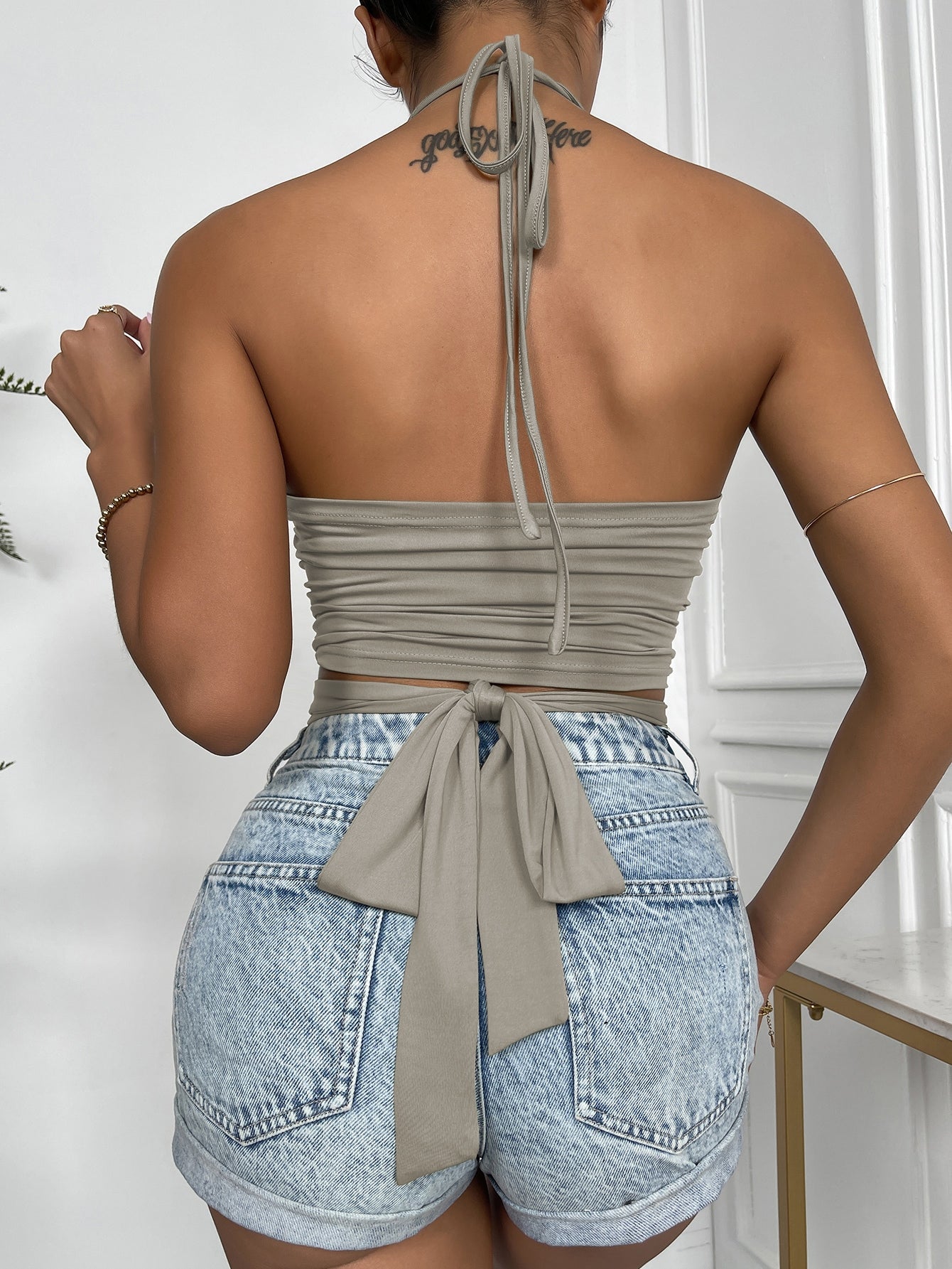Cut Out Front Tie Back Halter Top