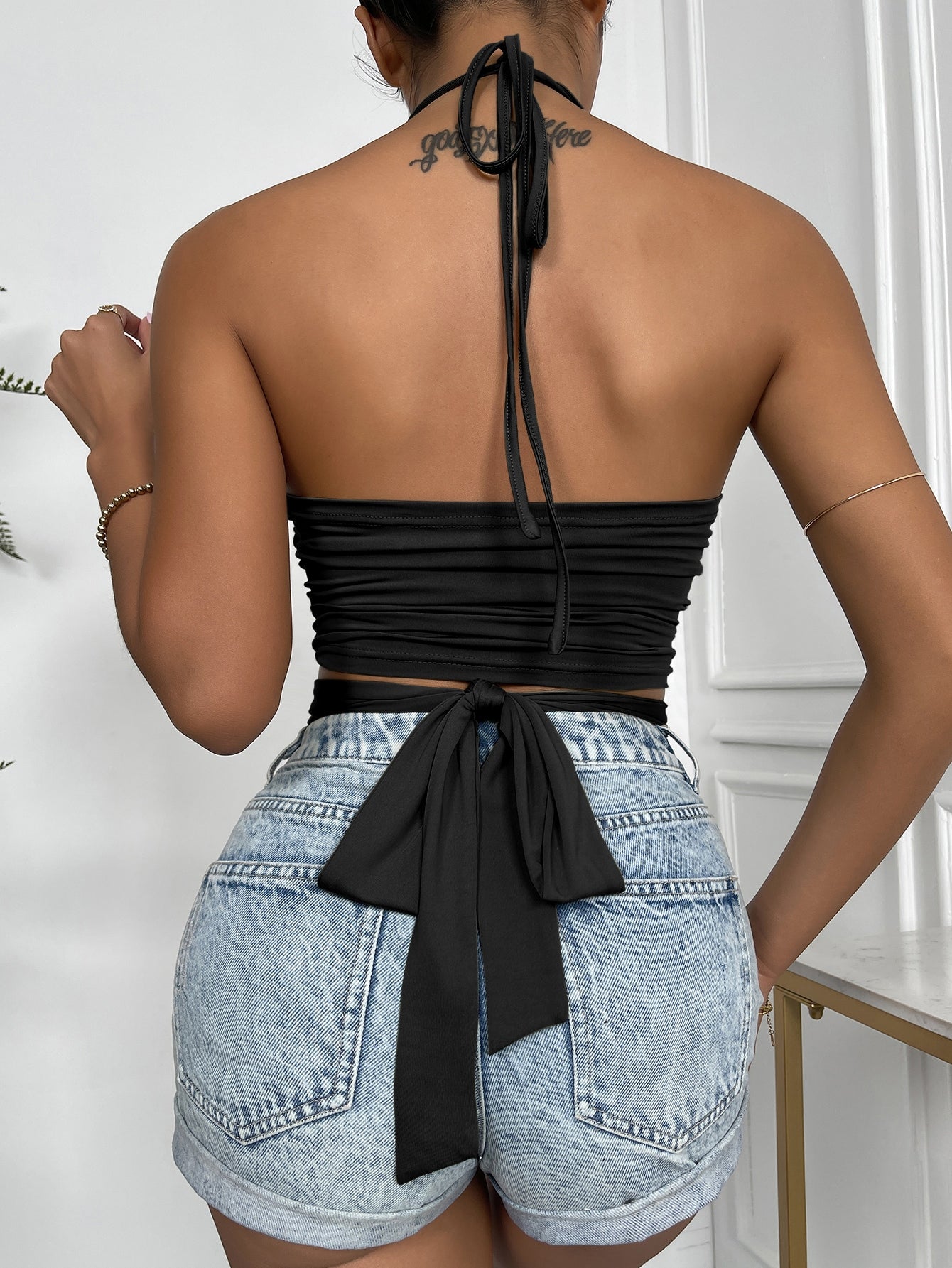 Cut Out Front Tie Back Halter Top