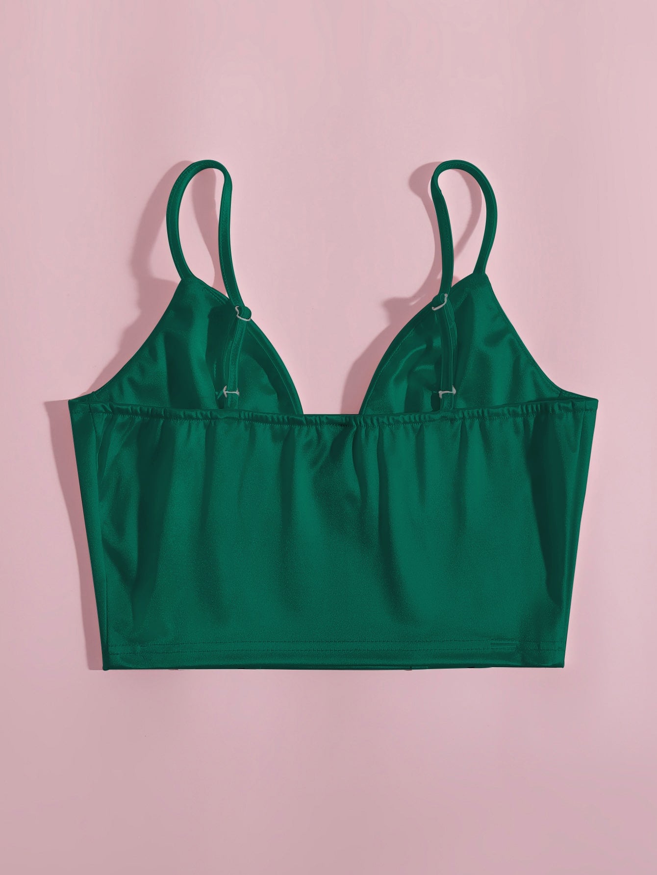 Solid Bustier Satin Crop Cami Top