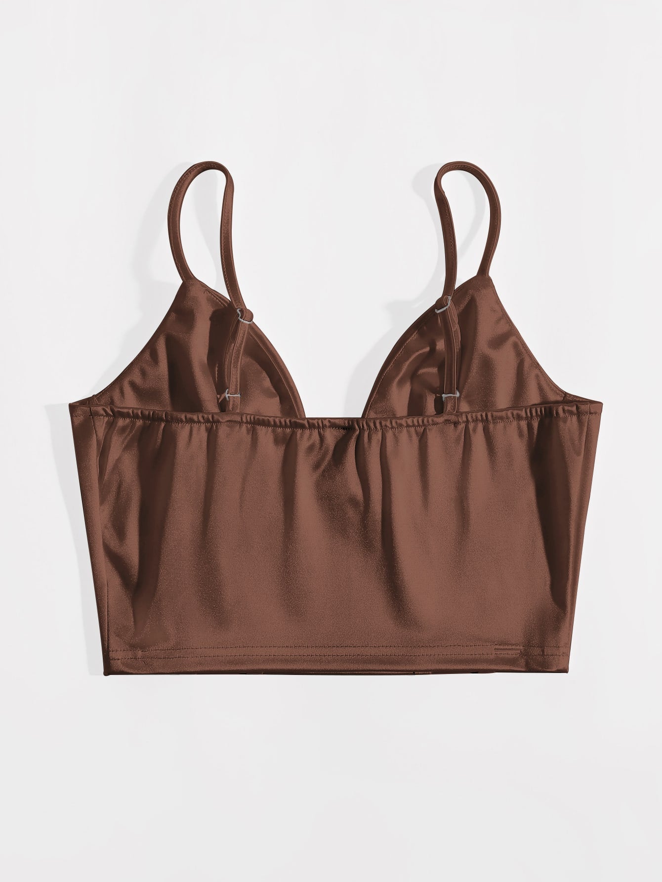 Solid Bustier Satin Crop Cami Top
