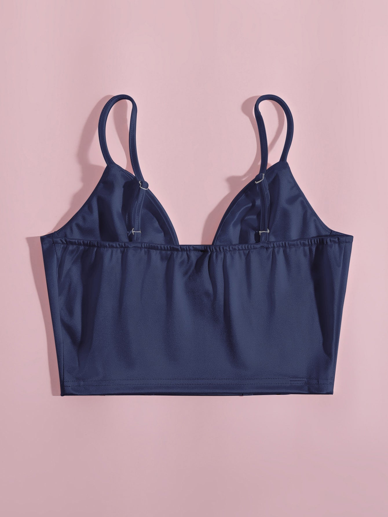 Solid Bustier Satin Crop Cami Top