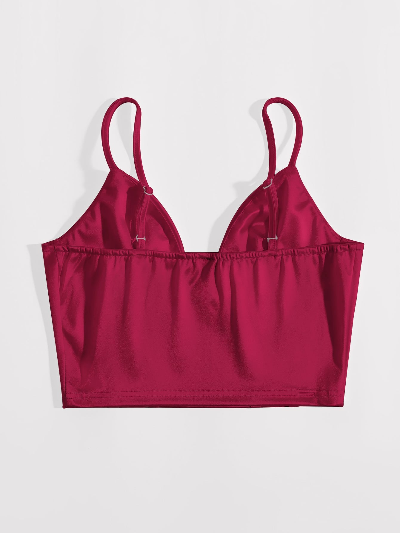 Solid Bustier Satin Crop Cami Top