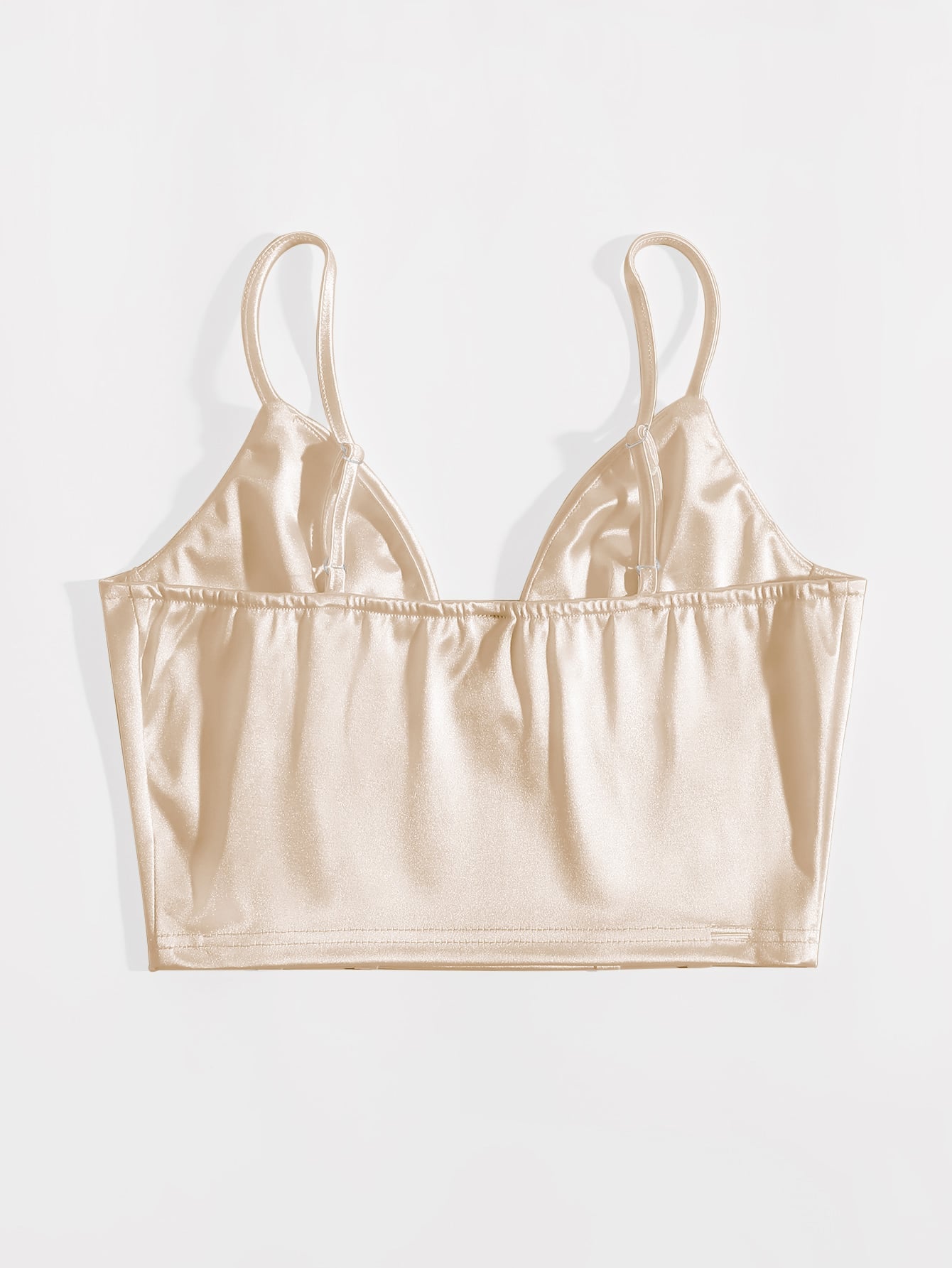 Solid Bustier Satin Crop Cami Top