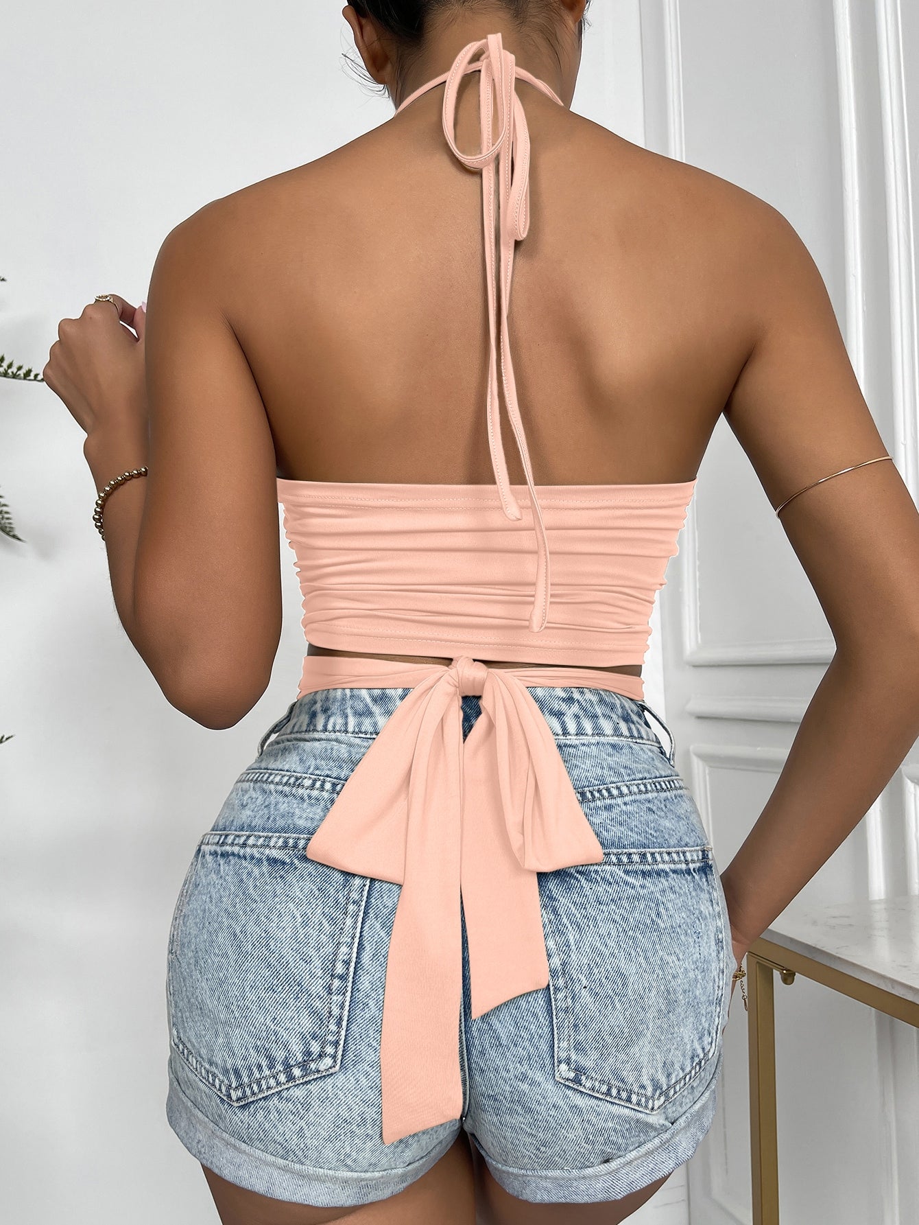 Cut Out Front Tie Back Halter Top