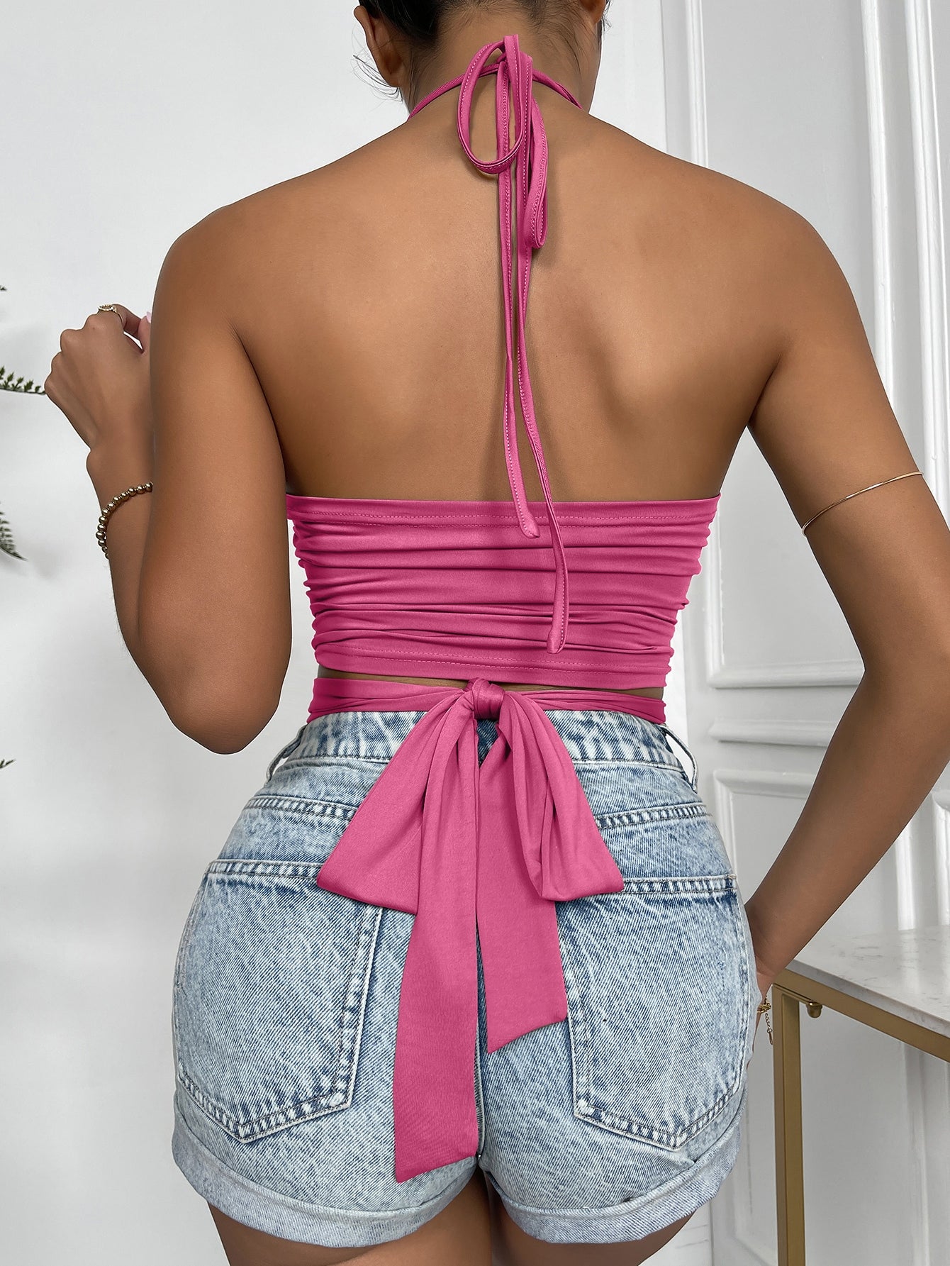 Cut Out Front Tie Back Halter Top