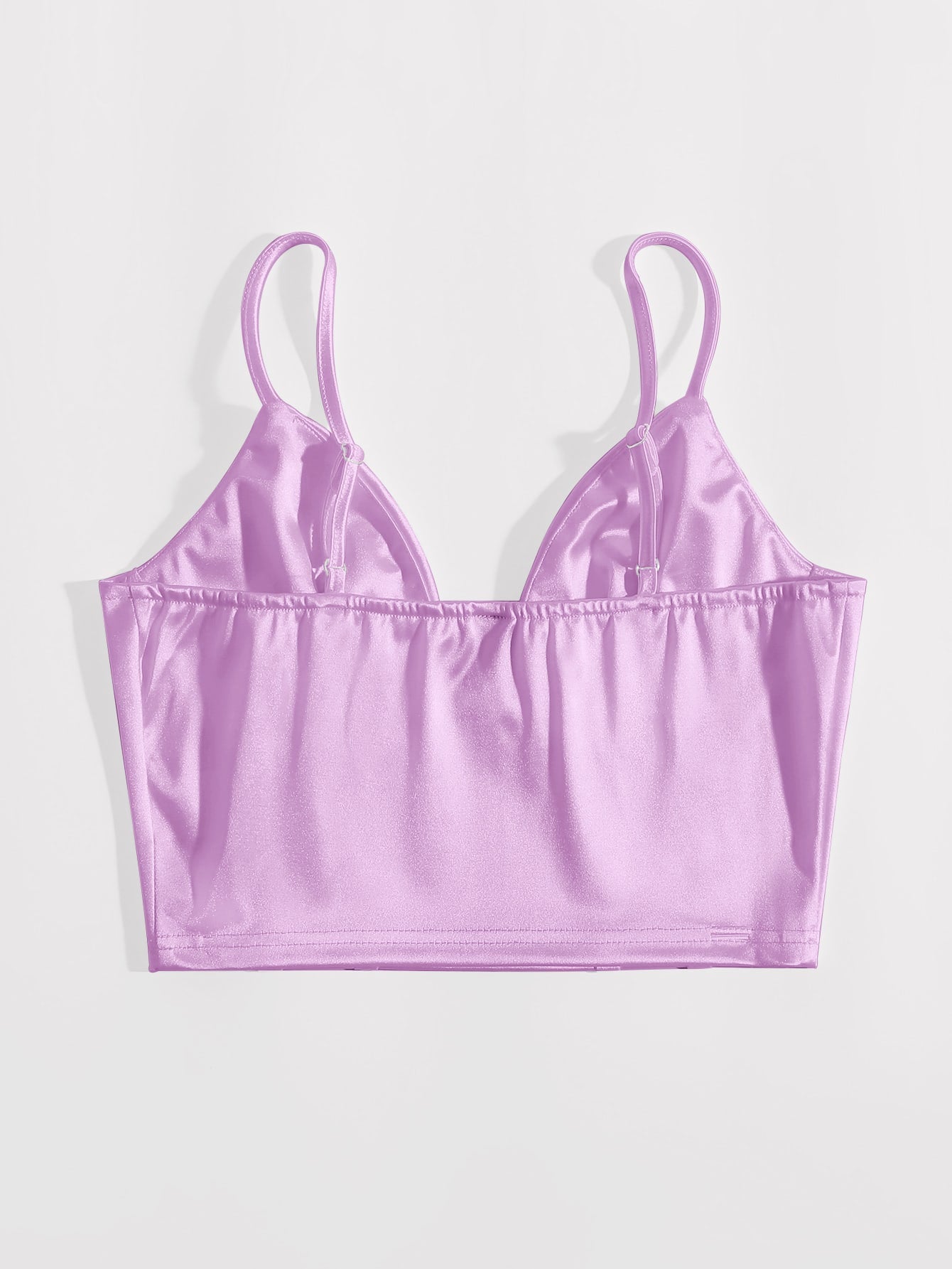 Solid Bustier Satin Crop Cami Top