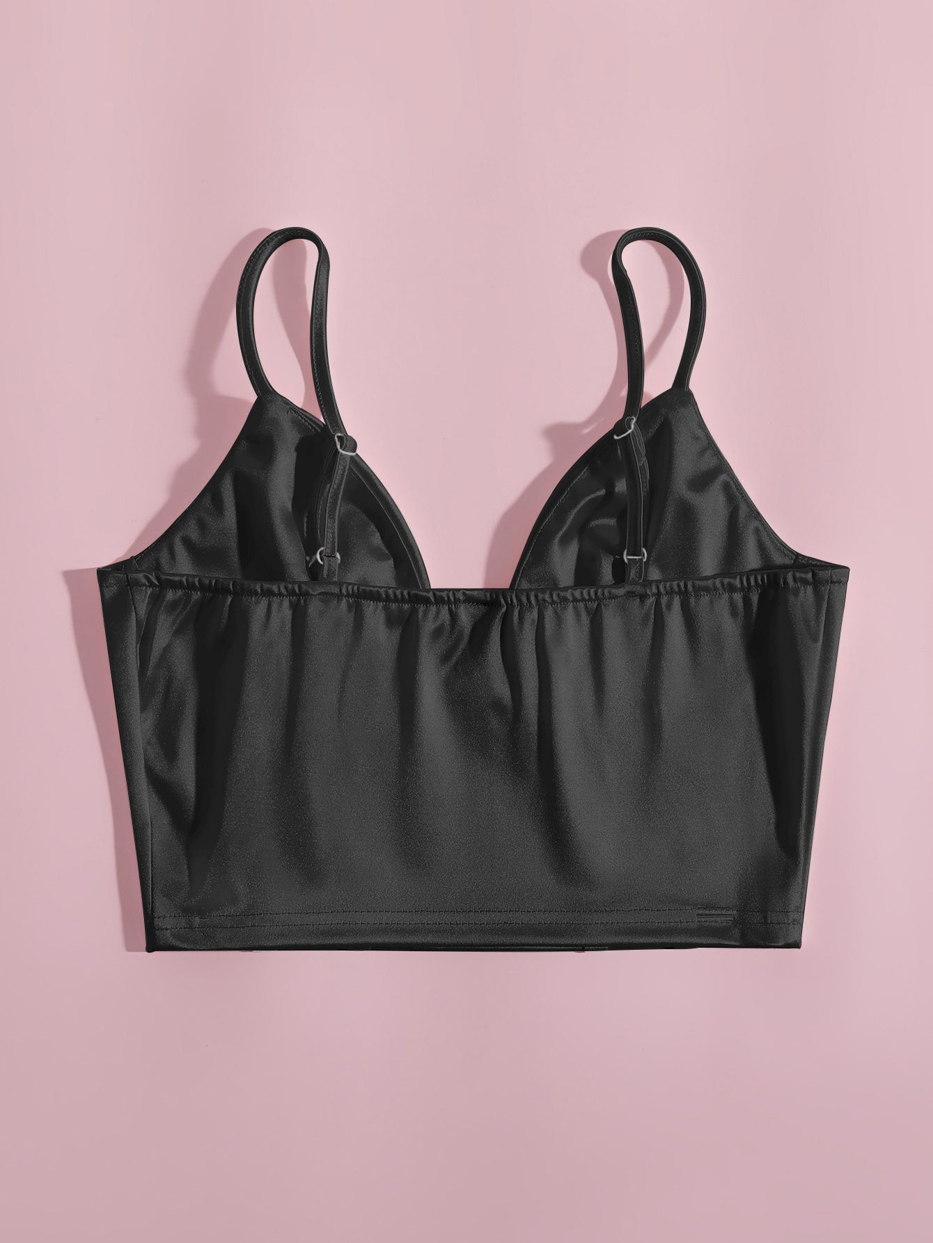 Solid Bustier Satin Crop Cami Top