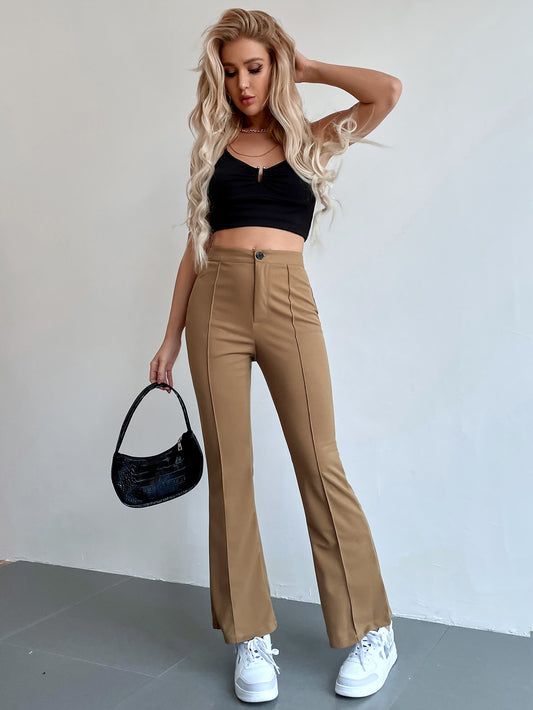 Seam Front High Waist Flare Leg Pants