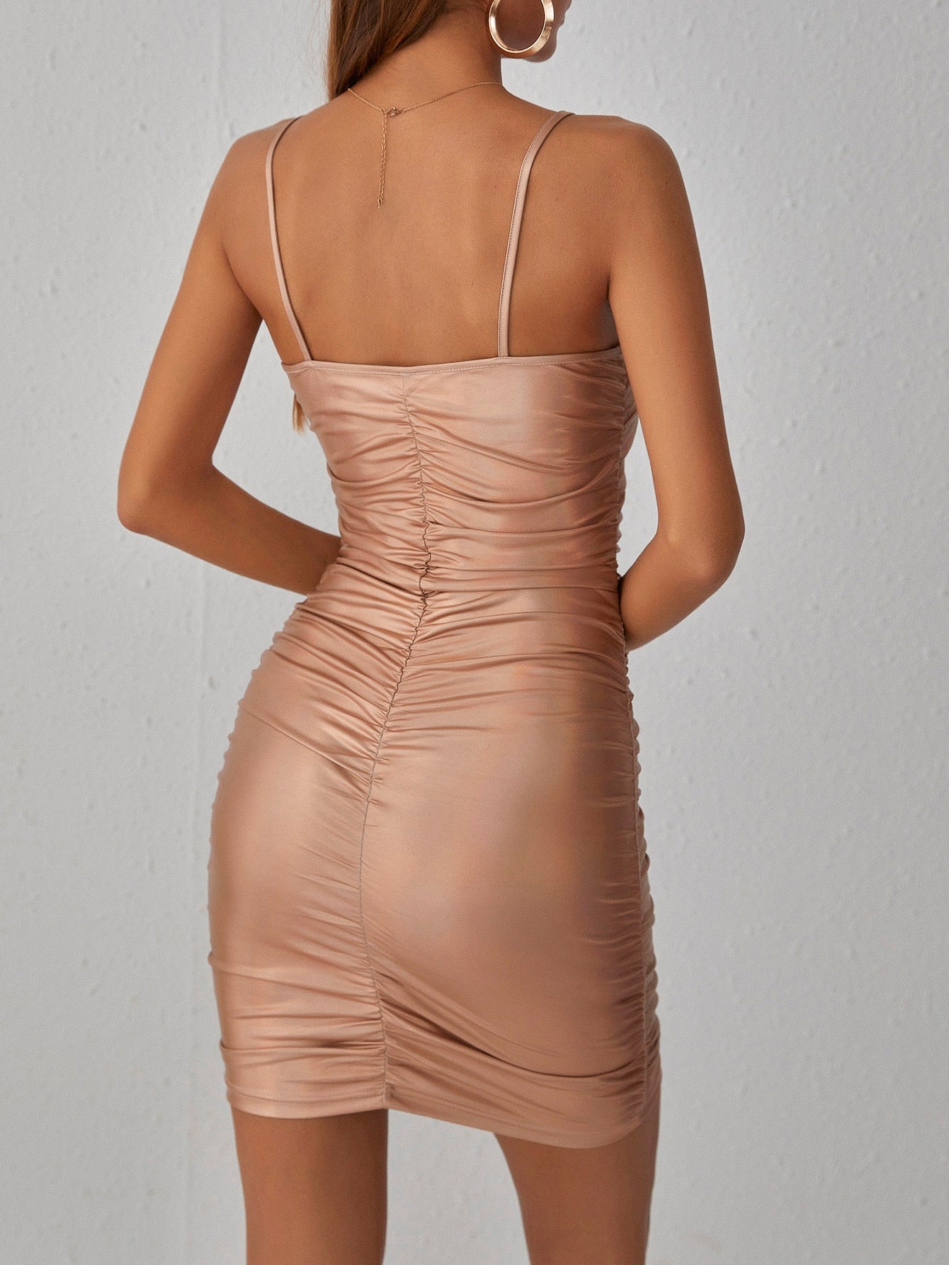 Ruched Detail Bodycon Metallic Dress