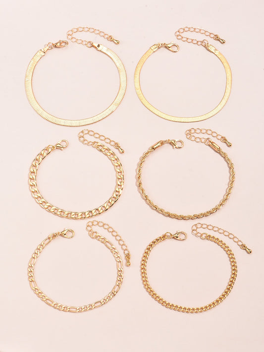 6pcs Simple Chain Bracelet