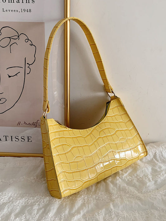 Croc Embossed Baguette Bag