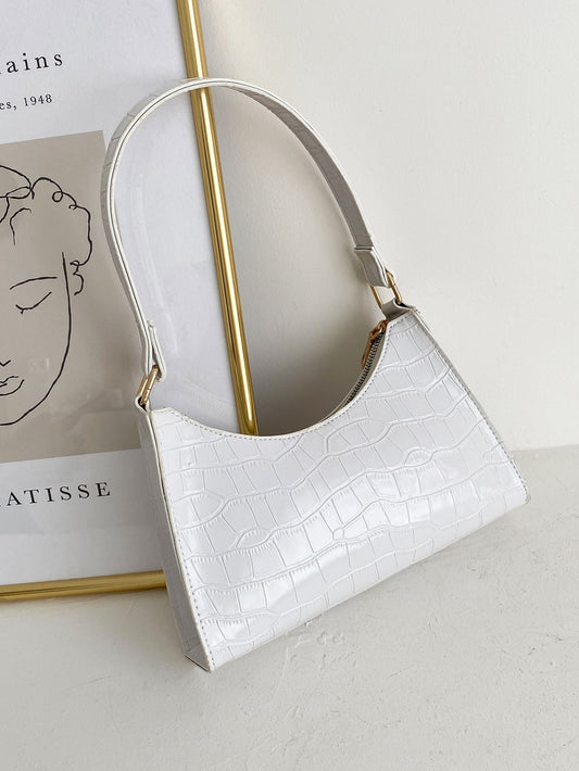 Croc Embossed Baguette Bag