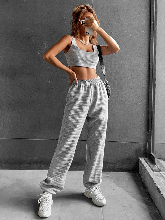 Quilted Crop Tank Top Sweatpants