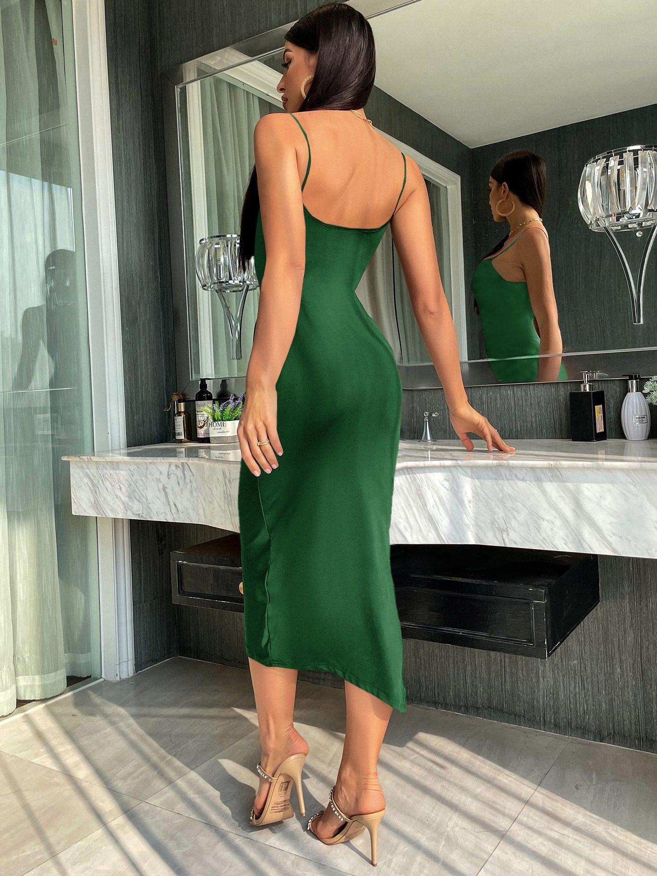 Solid Ruched Bodycon Dress