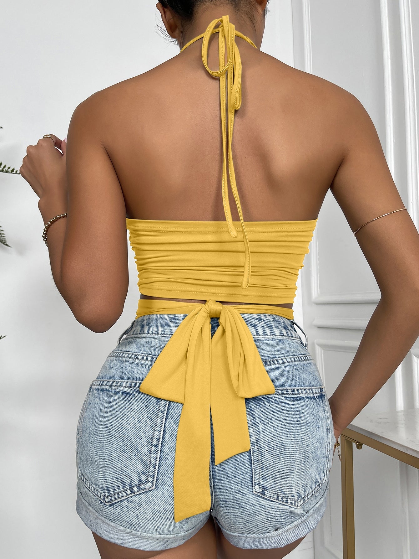 Cut Out Front Tie Back Halter Top